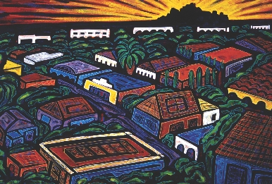 Critical Viewing: Design What impression is created by the artist’s choice of details and colors in this painting of Los Angeles?