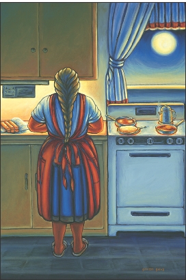 El Lonche, 1993, Simon Silva. Oil on canvas, private collection.