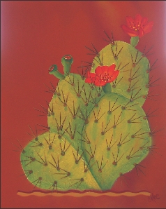 Santa Fe Roadside Prickly Pear, 2007, Claudette Moe. Acrylic on canvas, collection of the artist.