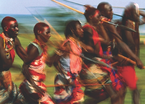 The Maasai wear a lot of red clothing. The color red represents power and is sacred. The Maasai also use a red dye to draw on their skin. They make the dye by mixing clay with water or animal fat.