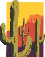 Illustration of saguaro cacti in a desert