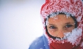 Photograph of snow and ice on a child's hat