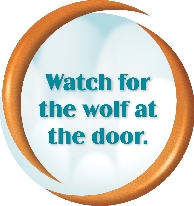 The words: “Watch for the wolf at the door.”