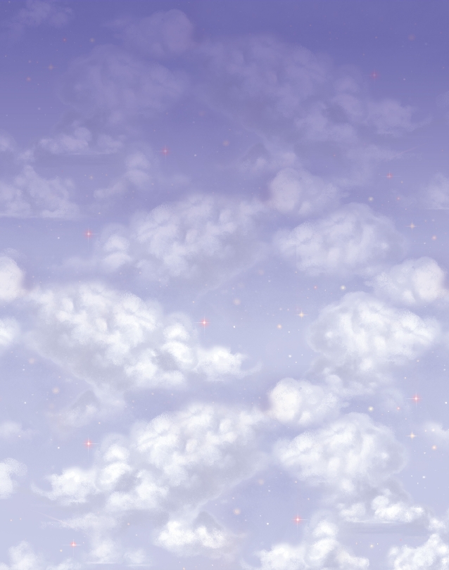 Illustration of clouds and stars in a sky