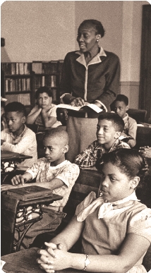 Linda Brown (lower right) in a segregated classroom