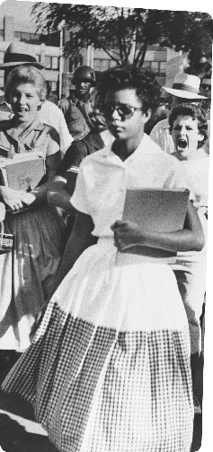 Elizabeth Eckford had to walk past a crowd that shouted insults at her.