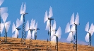 Photograph of spinning wind turbines