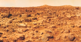 The rocky surface of Mars