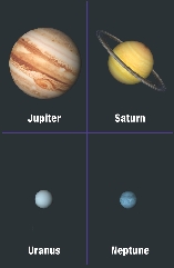 Illustration of the planets Jupiter, Saturn, Uranus, and Neptune