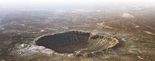 This crater, or large hole, in Arizona was created by a meteorite.