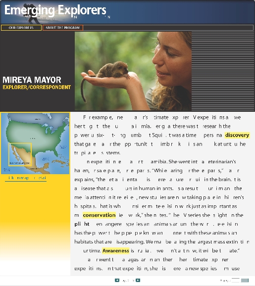 Photograph of second page of web site article about Mireya Mayor