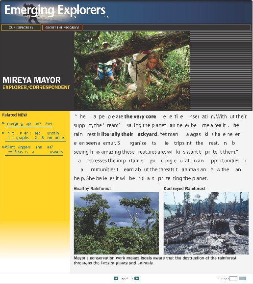 Photograph of fourth page of web site article about Mireya Mayor