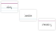 Illustration of three index cards with a vocabulary word written on each card