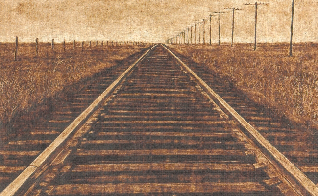 Illustration of railroad tracks going off into the distance