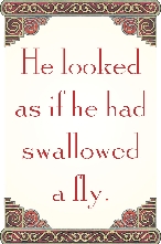 The words: He looked as if he had swallowed a fly.