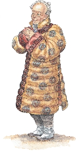 Illustration of the farmer in his new warm winter coat