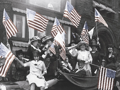 Women celebrate passage of the 19th Amendment in 1920.