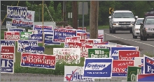 Campaign signs help candidates get votes.