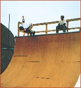 Photograph showing a close up of one of the skateboard ramps