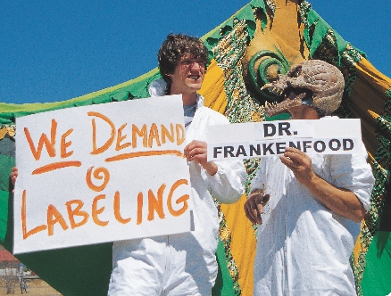 Protesters fight for labels on genetically modified foods.
