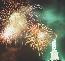 Photograph of a fireworks display near the Statue of Liberty