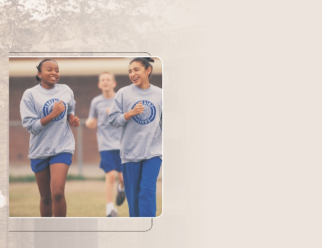 Photograph of several students running in their gym clothes