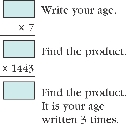 Illustration of a Math in Action problem involving your age