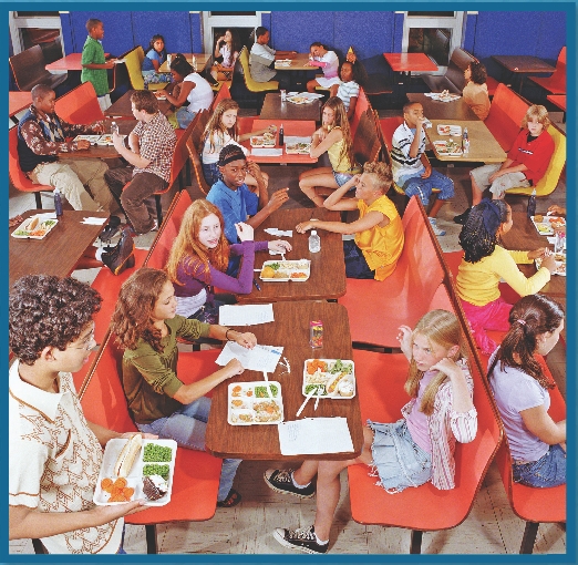 Photograph of students in the school cafeteria