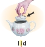 Photograph of a teapot with label for “lid” below it. The “i” is underlined.