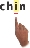 Illustration of a finger pointing to “i” in the word “chin.”