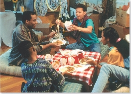 Families enjoy sharing food together.