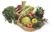 Photograph of a basket full of a variety of vegetables