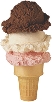 Photograph of an ice cream cone with ice cream