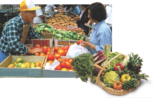 You can buy many different kinds of vegetables at a farmers’ market.