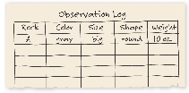 Illustration of an observation log to show the properties of each rock