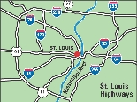 Illustration of a map showing major highways in the St. Louis area