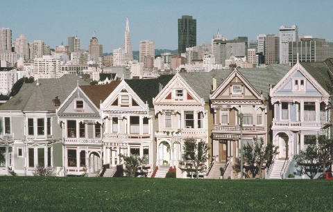 Alamo Square is part of the Western Addition neighborhood in San Francisco.