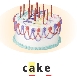 Illustration of a birthday cake with the word “cake” below