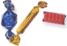 Photograph of wrapped pieces of candy