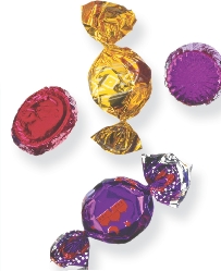 Photograph of wrapped pieces of candy