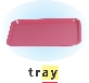 Photograph of a tray with word “tray” below and “ay” underlined