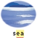 Photograph of the sea with word “sea” below and “ea” underlined