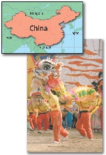 This dragon dance is from China. People do the dragon dance to celebrate the Chinese New Year.