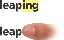 Illustration of the word “leaping.” Below: a finger covering “ing” to show the word “leap”