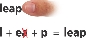 Illustration of a finger covering “ing” to show the word “leap.” Below: the letter “a” has been crossed out of “l ea p”