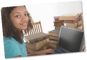 Photograph of a girl at a laptop