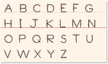 Illustration of the capital letters of the manuscript alphabet