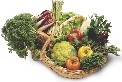 Photograph of a basket filled with vegetables of various colors