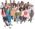 Photograph of a group of people who have different jobs and careers