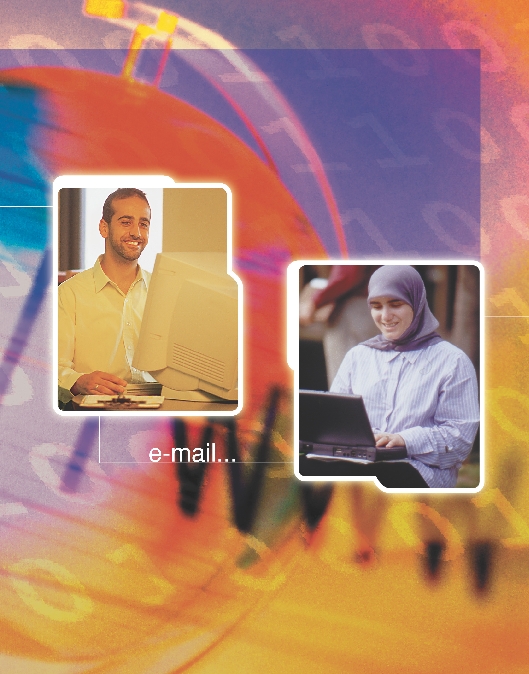 two photographs of a man and a woman working on computers